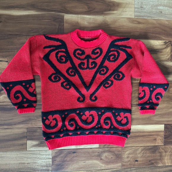 Vintage Red & Black Sweater size Large - Picture 1 of 3